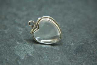 Best Antique Georgian Gold & Rock Crystal Miniature Heart Locket/Charm/Pendant 2