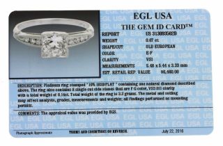Antique Art Deco Platinum 0.  81ctw Old European E VS1 Diamond Engagement Ring EGL 2