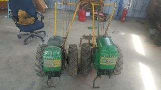 Two Vintage Two Wheeled Bolen Garden Tractors