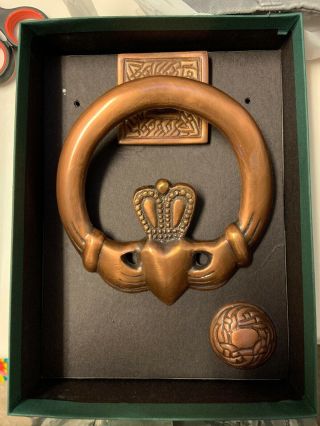 Ireland,  Claddagh Ring Door Knocker,  Brass,  Polished,  W/ Irish Knots.  Great Buy