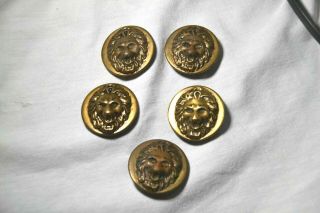 5 Vintage High Relief Brass Lion Head Buttons Lion King Wizard Of Oz