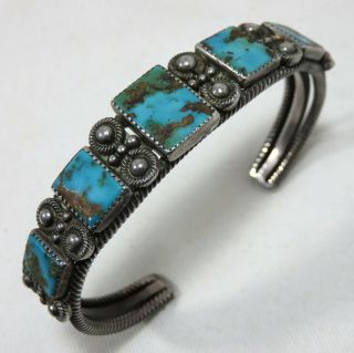 Great Vintage 1930 Navajo Native American Indian Silver Turquoise Bracelet
