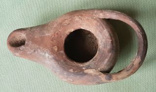 Ancient Roman or Greek Pottery Oil Lamp,  complete 5