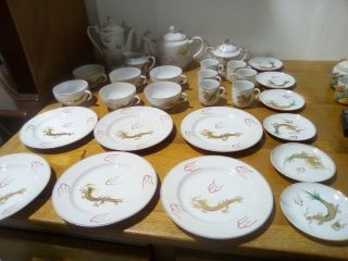 28 Piece Lithophane Dragon China Tea/coffee Set