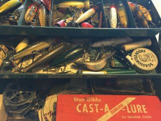 TACKLE BOX LOADED WITH VINTAGE LURES,  ETC 3