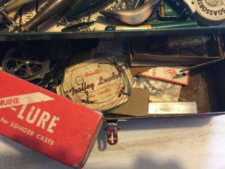 TACKLE BOX LOADED WITH VINTAGE LURES,  ETC 5