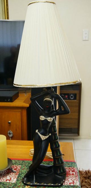 Vintage Barsony Fl - 51 Bikini Girl Black Lady Lamp