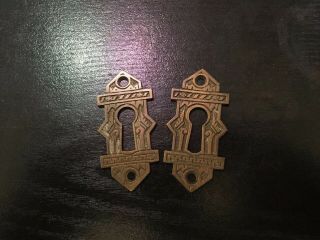 Pairs Of Antique Victorian Brass Eastlake Design Keyhole Covers
