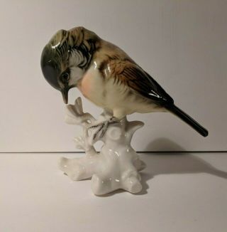 Vintage Germany Karl Ens Ceramic Bird Figurine Titmouse