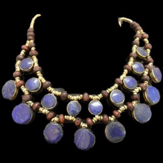 Rare Ancient Lapiz Lazuli & Mixed Stone Pendant Necklace 300 B.  C