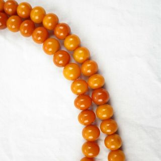 Baltic Butterscotch Amber Beads Egg Yolk Smooth Necklace Vintage 169 Grams | 77 