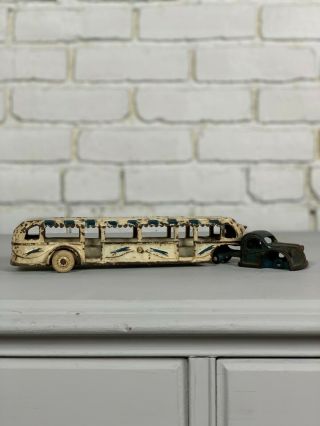Vintage Cast Iron Greyhound Lines Toy Bus