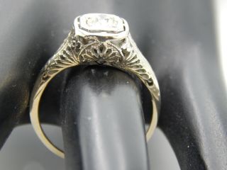 ART DECO.  40 ct Filigree Old European Cut Diamond Engagement Ring 18k WG J/VVS 2