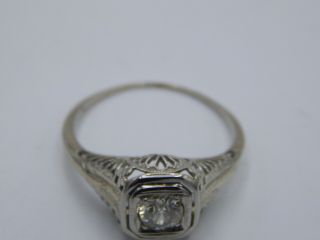 ART DECO.  40 ct Filigree Old European Cut Diamond Engagement Ring 18k WG J/VVS 3