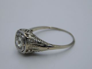 ART DECO.  40 ct Filigree Old European Cut Diamond Engagement Ring 18k WG J/VVS 4