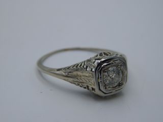 ART DECO.  40 ct Filigree Old European Cut Diamond Engagement Ring 18k WG J/VVS 5