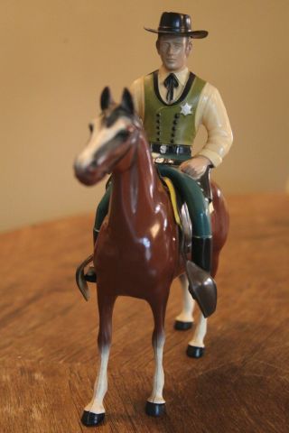 Vintage Wyatt Earp & Horse Figure Toy Plastic Doll Hugh O 