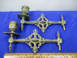 Great Pr.  Victorian Ornate Swing Arm Solid Brass Candle Holders Wall Mount A16