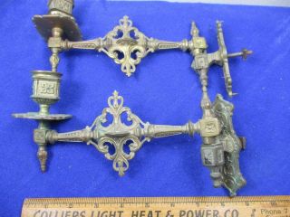 Great Pr.  Victorian Ornate Swing Arm Solid Brass Candle Holders Wall Mount A16 8