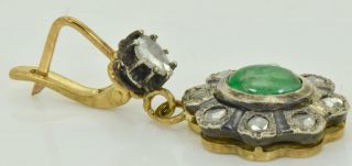 Antique Victorian 18k gold,  1.  3ct Diamonds&3ct Emeralds earrings set c1880 ' s 4