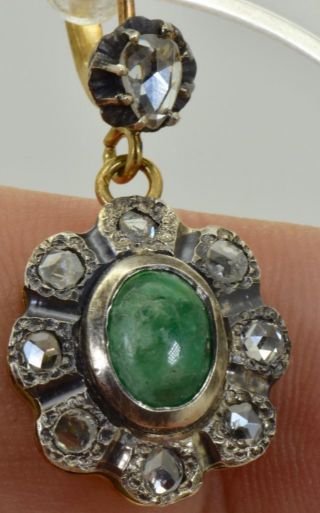Antique Victorian 18k gold,  1.  3ct Diamonds&3ct Emeralds earrings set c1880 ' s 5