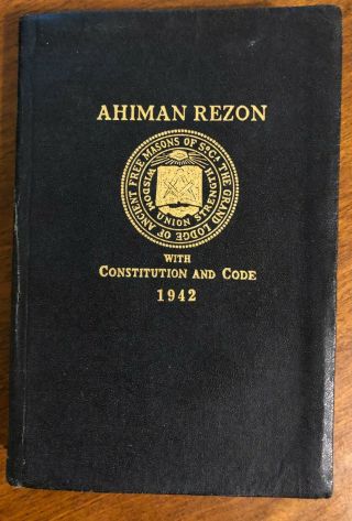 Ahiman Rezon 1942 South Carolina Grand Lodge Ancient Masons