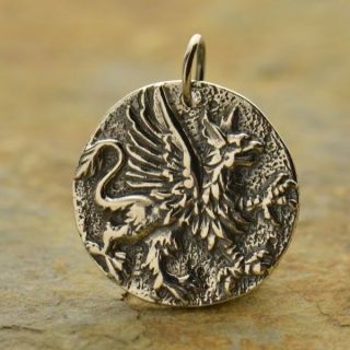 925 Sterling Silver Griffin Necklace Ancient Greek Egypt Coin Creature Fantasy
