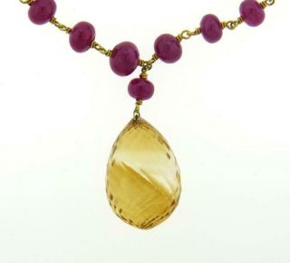 Mallary Marks Ruby Bead Citrine Gold Pendant Necklace 2