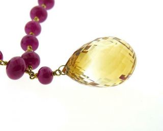 Mallary Marks Ruby Bead Citrine Gold Pendant Necklace 3