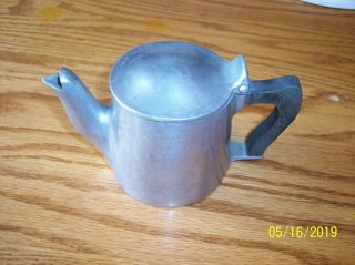 Vintage Wagner Salesman Sample Or Childs Aluminum Tea Pot Wood Handle Hinged