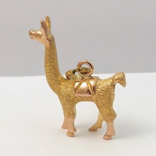 18k Gold 3d Solid Heavy Llama Long Neck Animal Charm Pendant 8.  7gr