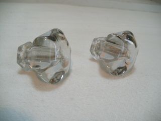 Vintage Clear Glass Cabinet Door Knobs Handle Pull Six Sides Shorter