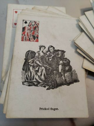 Ca.  1860s M Nelson Playful Romance Cupid Complete Playing Cards Antique Risque 5