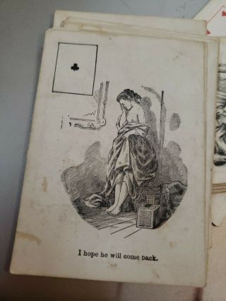Ca.  1860s M Nelson Playful Romance Cupid Complete Playing Cards Antique Risque 6