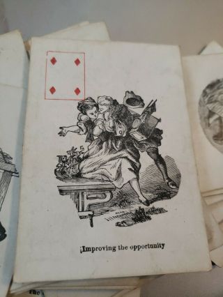 Ca.  1860s M Nelson Playful Romance Cupid Complete Playing Cards Antique Risque 8