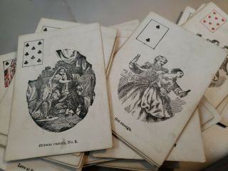Ca.  1860s M Nelson Playful Romance Cupid Complete Playing Cards Antique Risque 9
