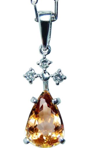H Stern Imperial Topaz Diamond Necklace 18k White Gold Designer