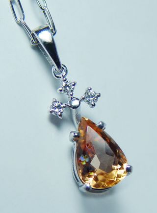 H Stern Imperial Topaz Diamond Necklace 18K White Gold Designer 3