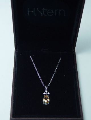 H Stern Imperial Topaz Diamond Necklace 18K White Gold Designer 4