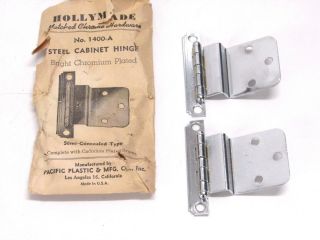 Nos Vintage Holly Made Chrome Semi Concealed Hinges,  Stepped Corners,  1400 - A