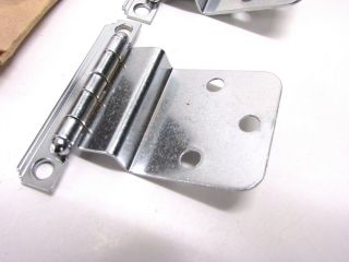 NOS VINTAGE HOLLY MADE CHROME SEMI CONCEALED HINGES,  STEPPED CORNERS,  1400 - A 2