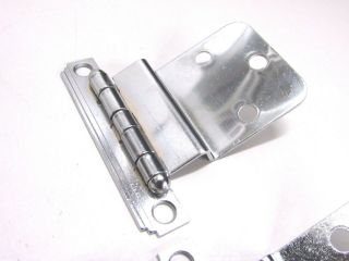 NOS VINTAGE HOLLY MADE CHROME SEMI CONCEALED HINGES,  STEPPED CORNERS,  1400 - A 3