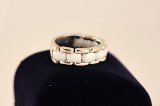 Authentic Chanel Ultra Ring Band 18k White Gold & Ceramic 7.  25 Size Engraved 51