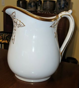 Antique Haviland & Co French Limoges Porcelain Gold Gilt Water Pitcher Old Paris