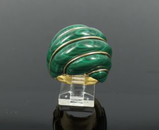 Vintage Natural Untreated Malachite & 18k Yellow Gold Hand Made Dome Ring