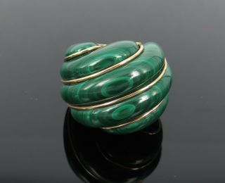 Vintage Natural Untreated Malachite & 18K Yellow Gold Hand Made Dome Ring 3