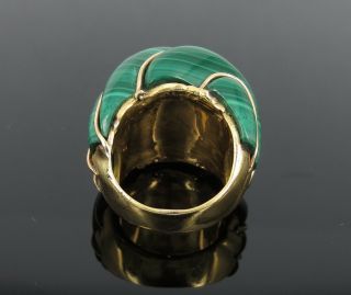Vintage Natural Untreated Malachite & 18K Yellow Gold Hand Made Dome Ring 6
