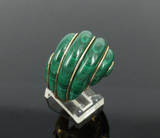 Vintage Natural Untreated Malachite & 18K Yellow Gold Hand Made Dome Ring 7