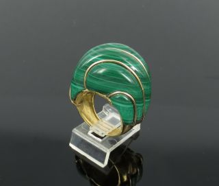 Vintage Natural Untreated Malachite & 18K Yellow Gold Hand Made Dome Ring 8