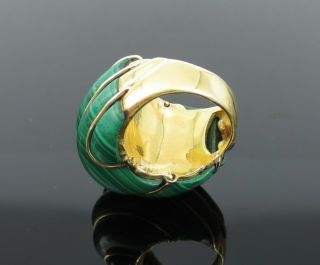 Vintage Natural Untreated Malachite & 18K Yellow Gold Hand Made Dome Ring 9
